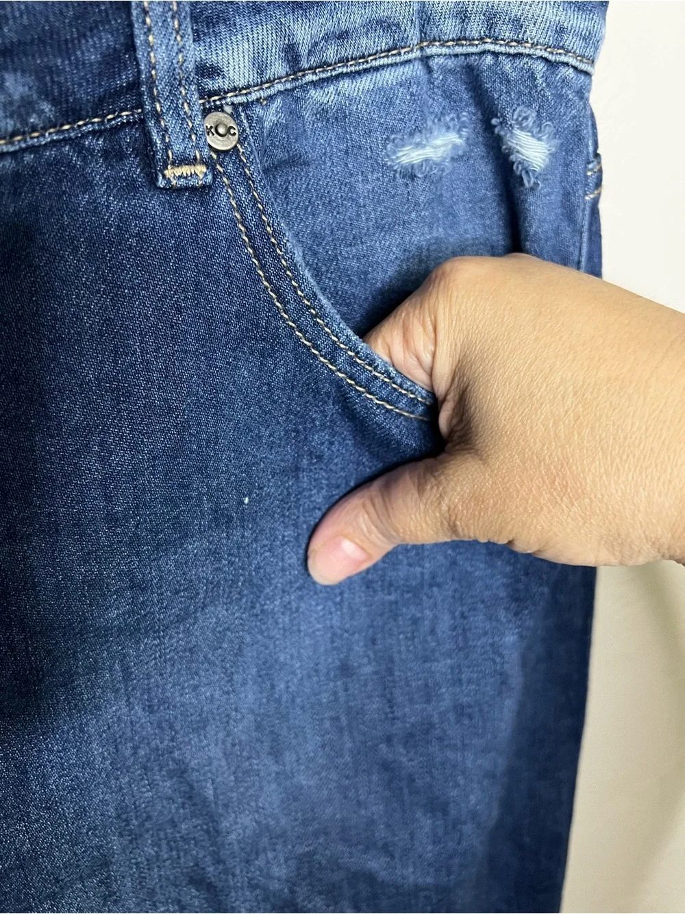 Kancan High Rise Distressed Raw Hem Wide Leg Plus Size Jeans